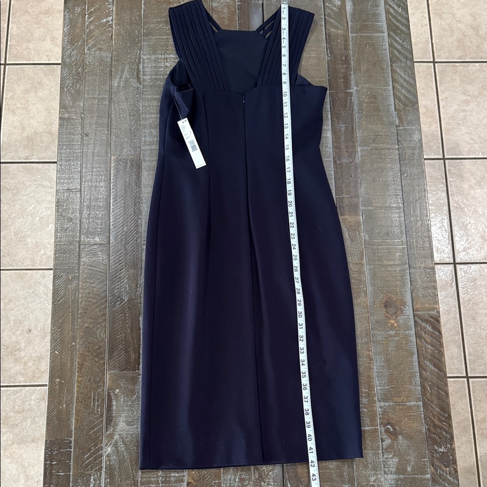 NWT Antonio Melani Navy Blue Caged Neckline Sleeveless Sheath Dress Size 6 - Picture 9 of 10